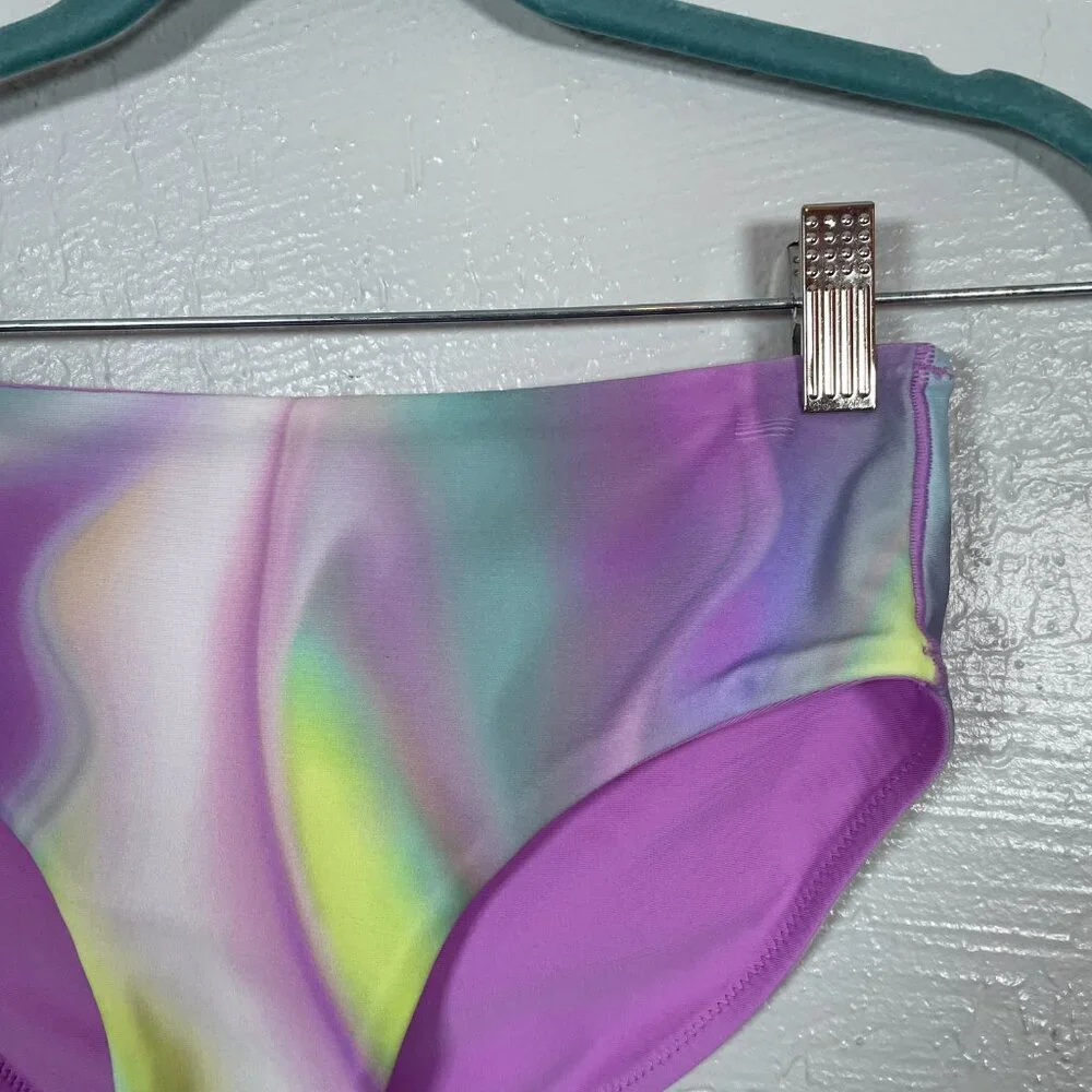 Athleta Girl XL 14 Aura Ombre Blue Taro Reversible Mid Rise Swim Bottom Stretch